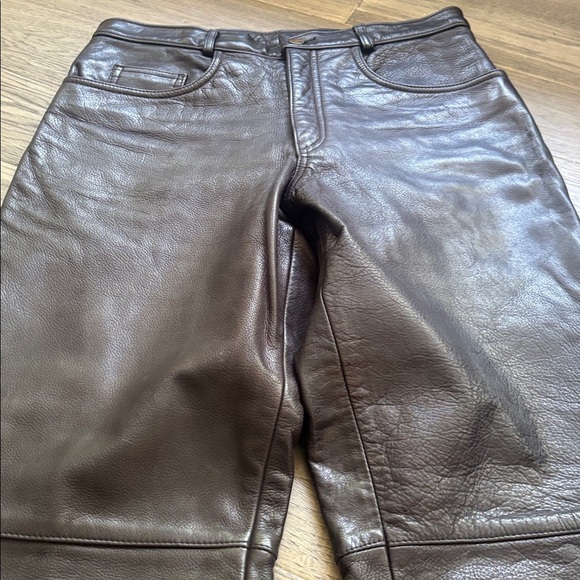 Bod & Christensen | Vintage 100% Leather Black Wide Leg Leather Pants Size S/M - Picture 3 of 12